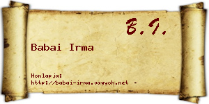 Babai Irma névjegykártya